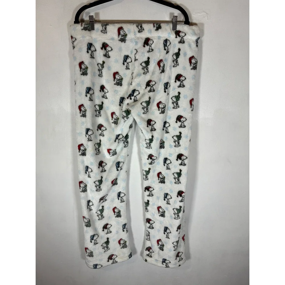 Peanuts Snoopy XL Christmas Pajama Pants Snowflake Fleece Holiday Lounge
